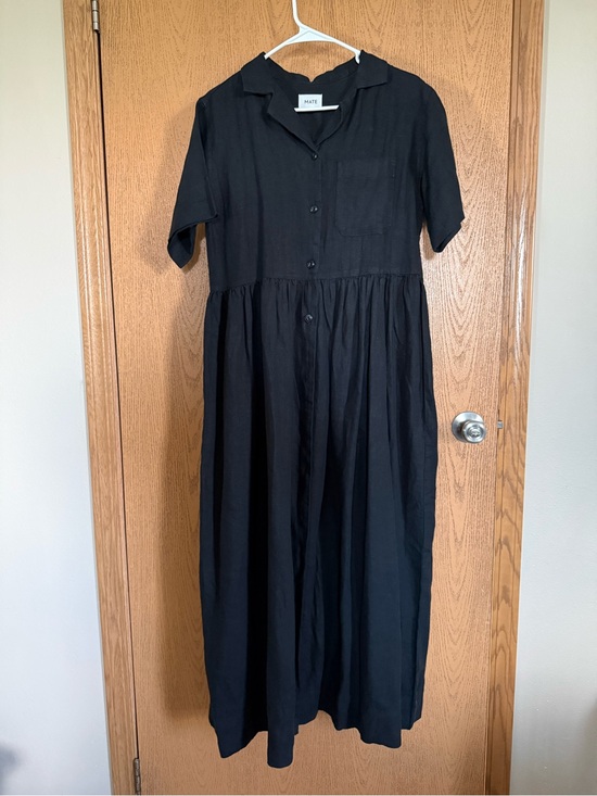 MATE the Label Dresses & Skirts - Mate the Label Black Short-Sleeve Button-Front maxi Dress - 100% organic linen